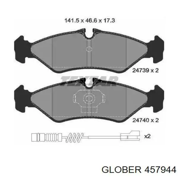 Задні гальмівні колодки Glober 457944 ціна, від 14.09 USD