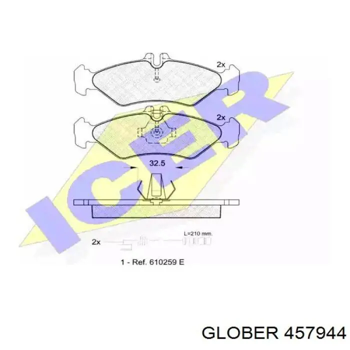 Задні гальмівні колодки 457944 Glober
