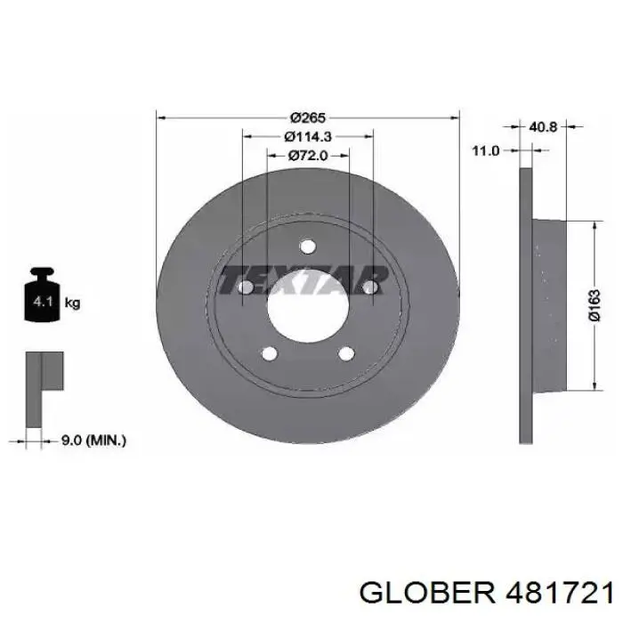 Задні дискові гальма Glober 481721 ціна, від 25.37 USD