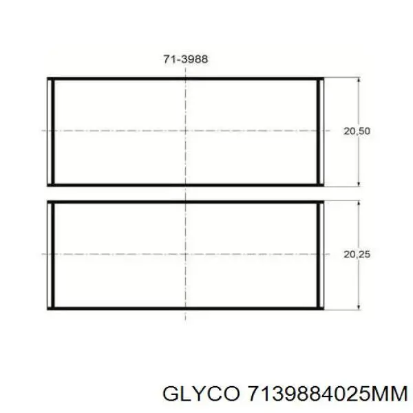 7139884025MM Glyco вкладиші колінвала, шатунні, комплект, 1-й ремонт (+0,25)