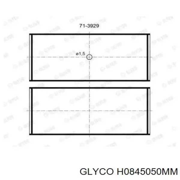H0845050 Glyco вкладиші колінвала, корінні, комплект, 2-й ремонт (+0,50)