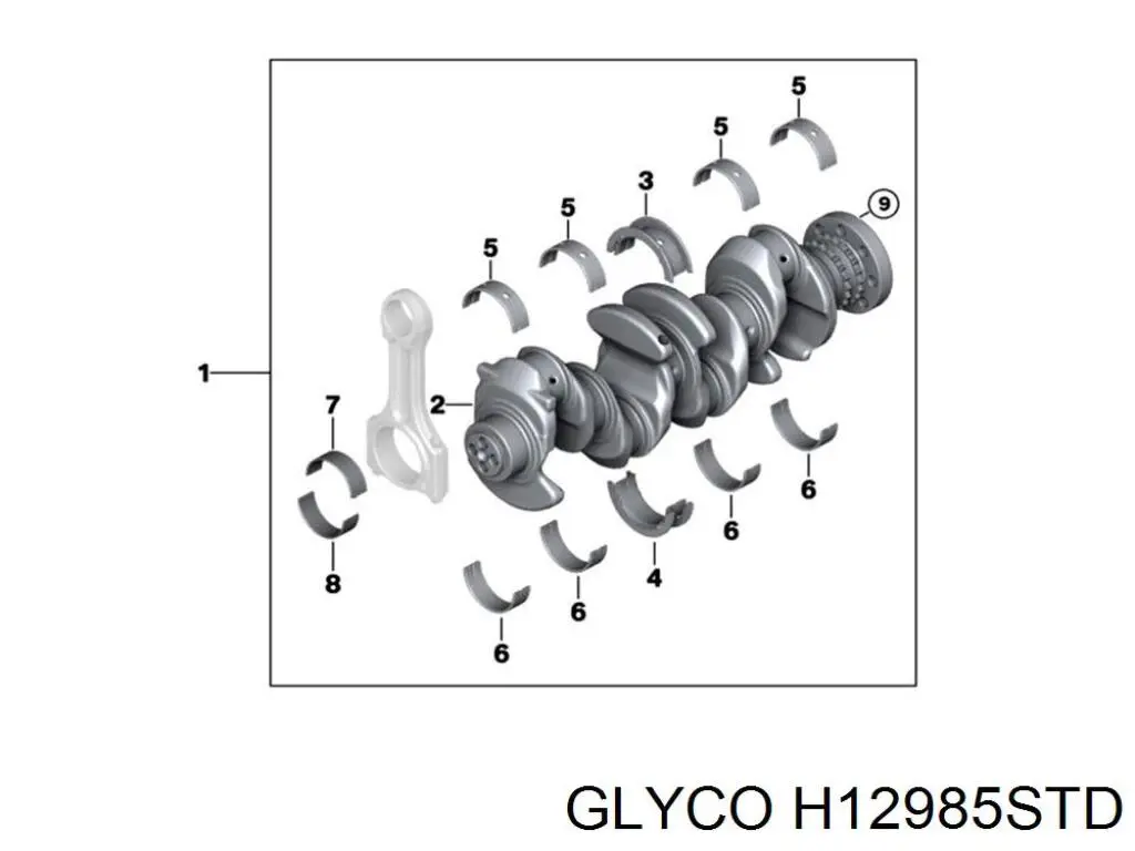 Вкладиші колінвала, корінні, комплект, стандарт (STD) Glyco H12985STD ціна, від 132.93 USD