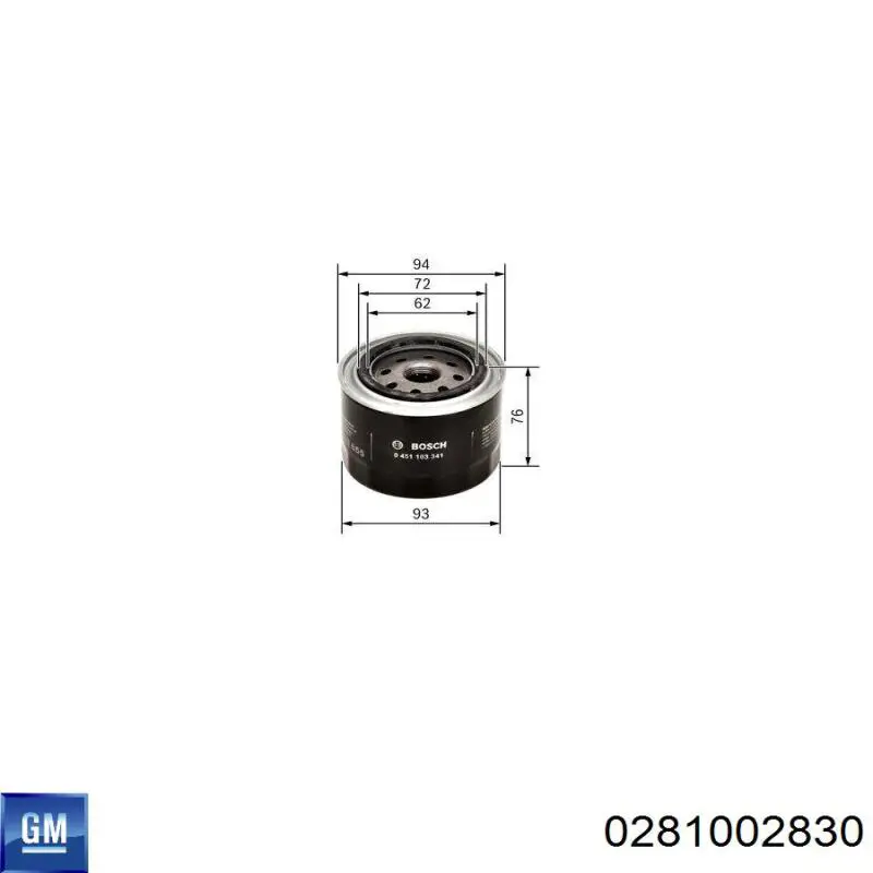 Датчик потоку (витрати) повітря, витратомір MAF - (Mass Airflow) 0281002830 General Motors