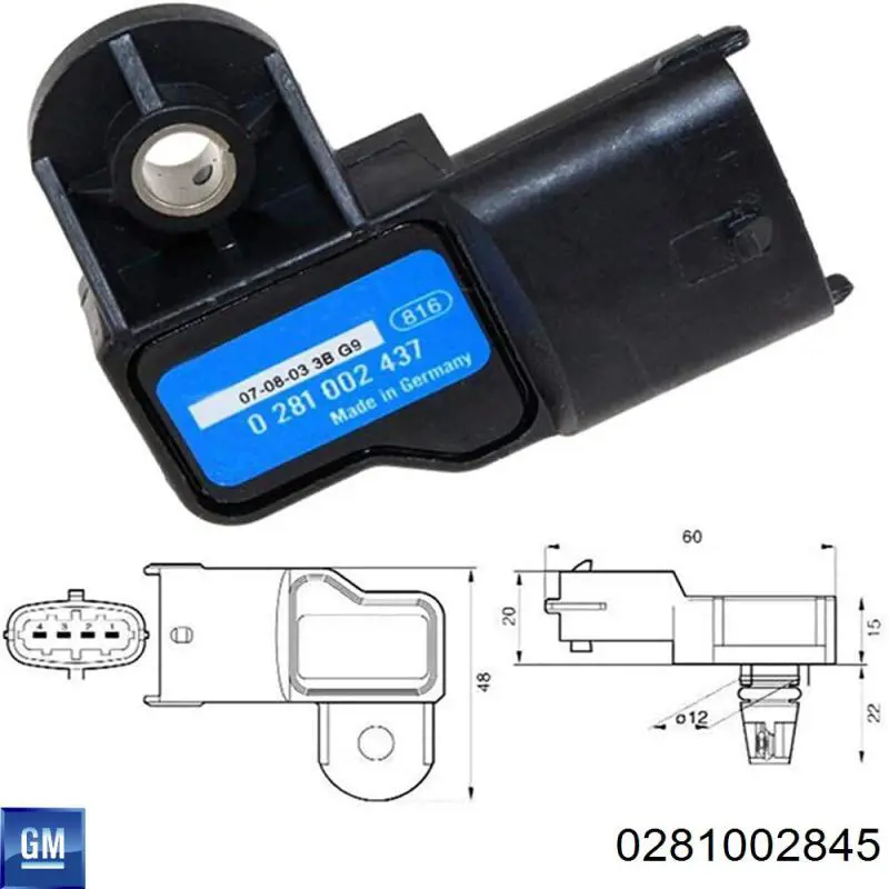 Купити 0281002845 General Motors Датчик абсолютного тиску