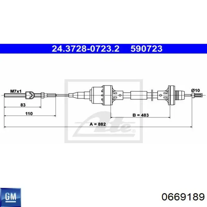 Купити 0669189 General Motors Трос зчеплення