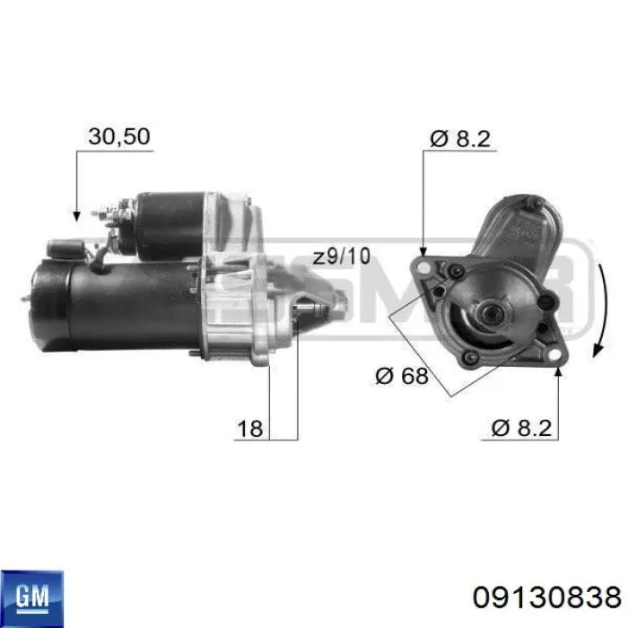 09130838 General Motors Стартер двигуна