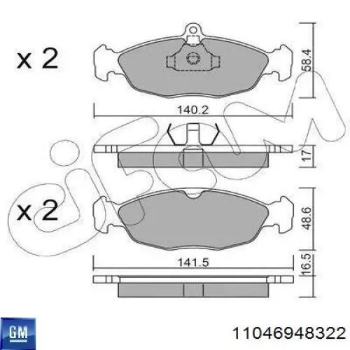 Гальмівні колодки General Motors 11046948322 ціна, від 13.77 USD