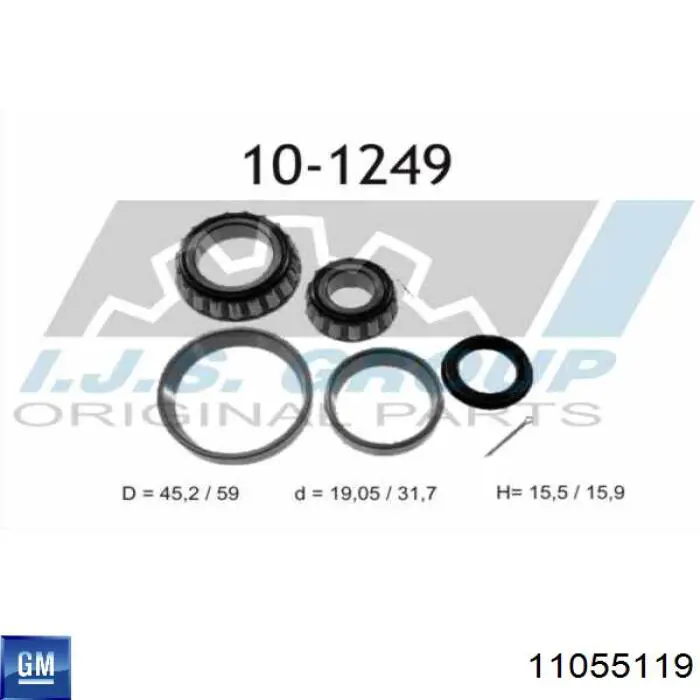 Підшипник маточини задньої, зовнішній 11055119 General Motors