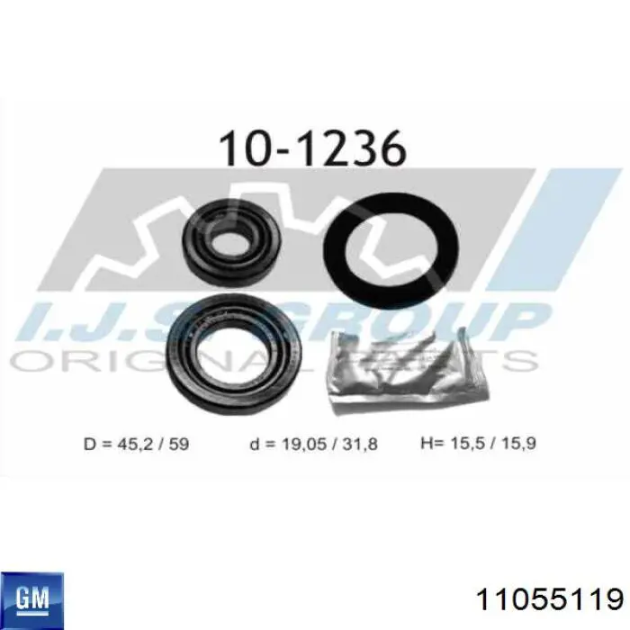 11055119 General Motors Підшипник маточини задньої, зовнішній