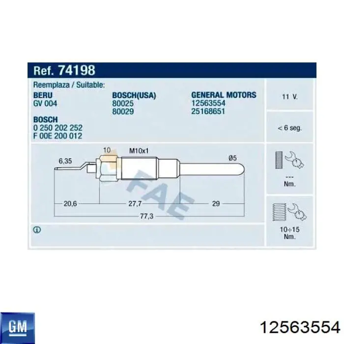 Свічки запалювання FAE 74198