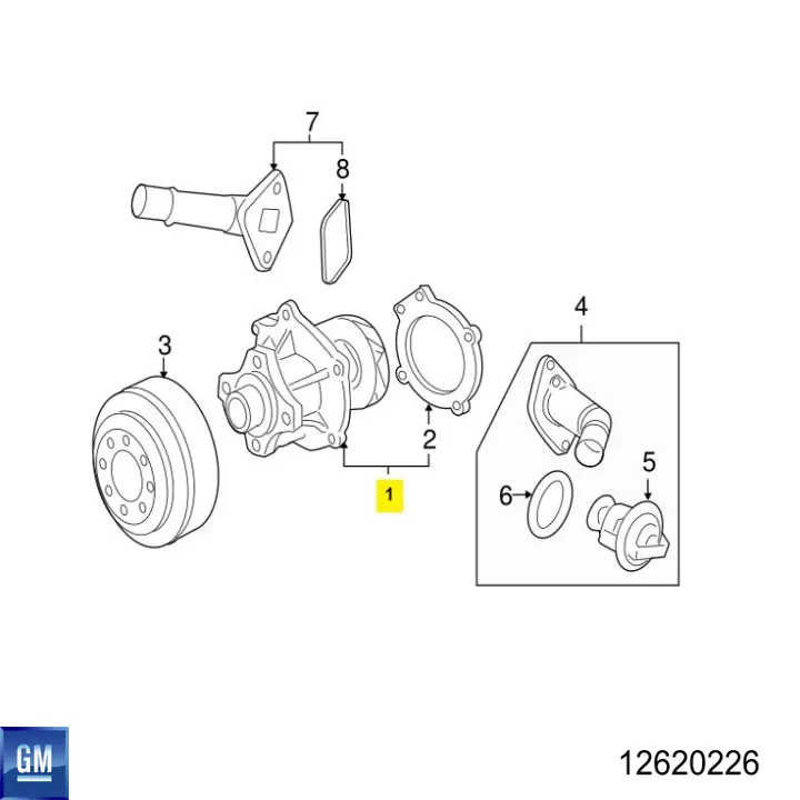 Помпа охолодження General Motors 12620226 ціна, від 44.59 USD