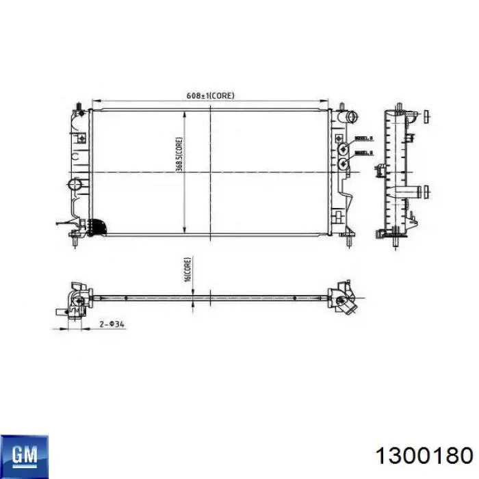 Радіатор охолодження двигуна 1300180 General Motors
