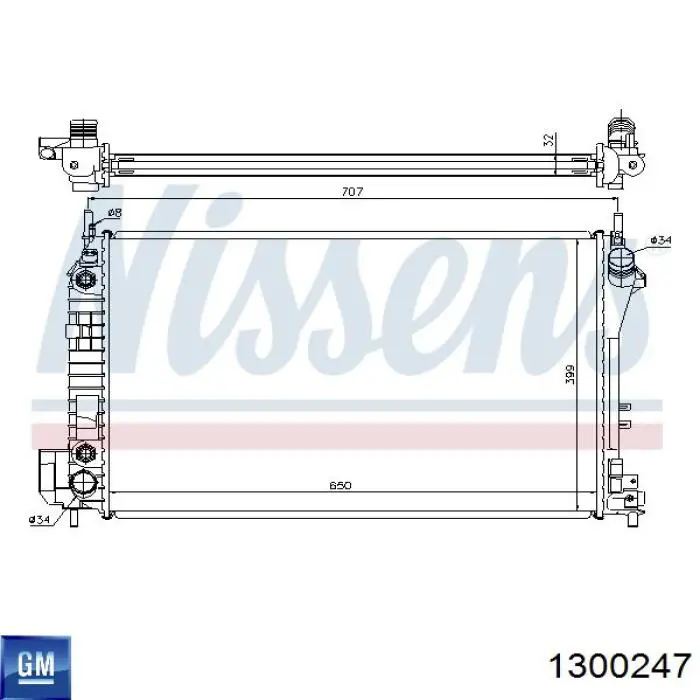 Радіатор охолодження двигуна 1300247 General Motors