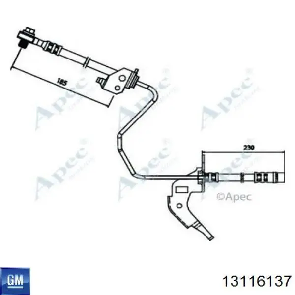 Шланг гальмівний задній, правий General Motors 13116137 ціна, від 22.36 USD