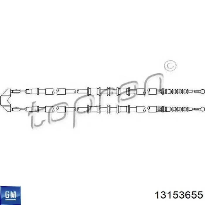 Купити 13153655 General Motors Трос ручного гальма задній, правий/лівий