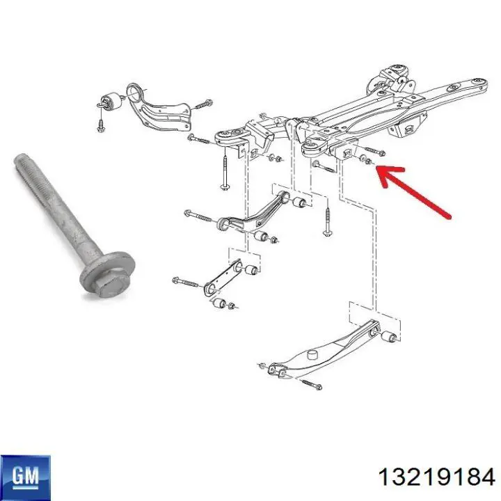 13219184 General Motors Болт кріплення заднього нижнього важеля, внутрішній