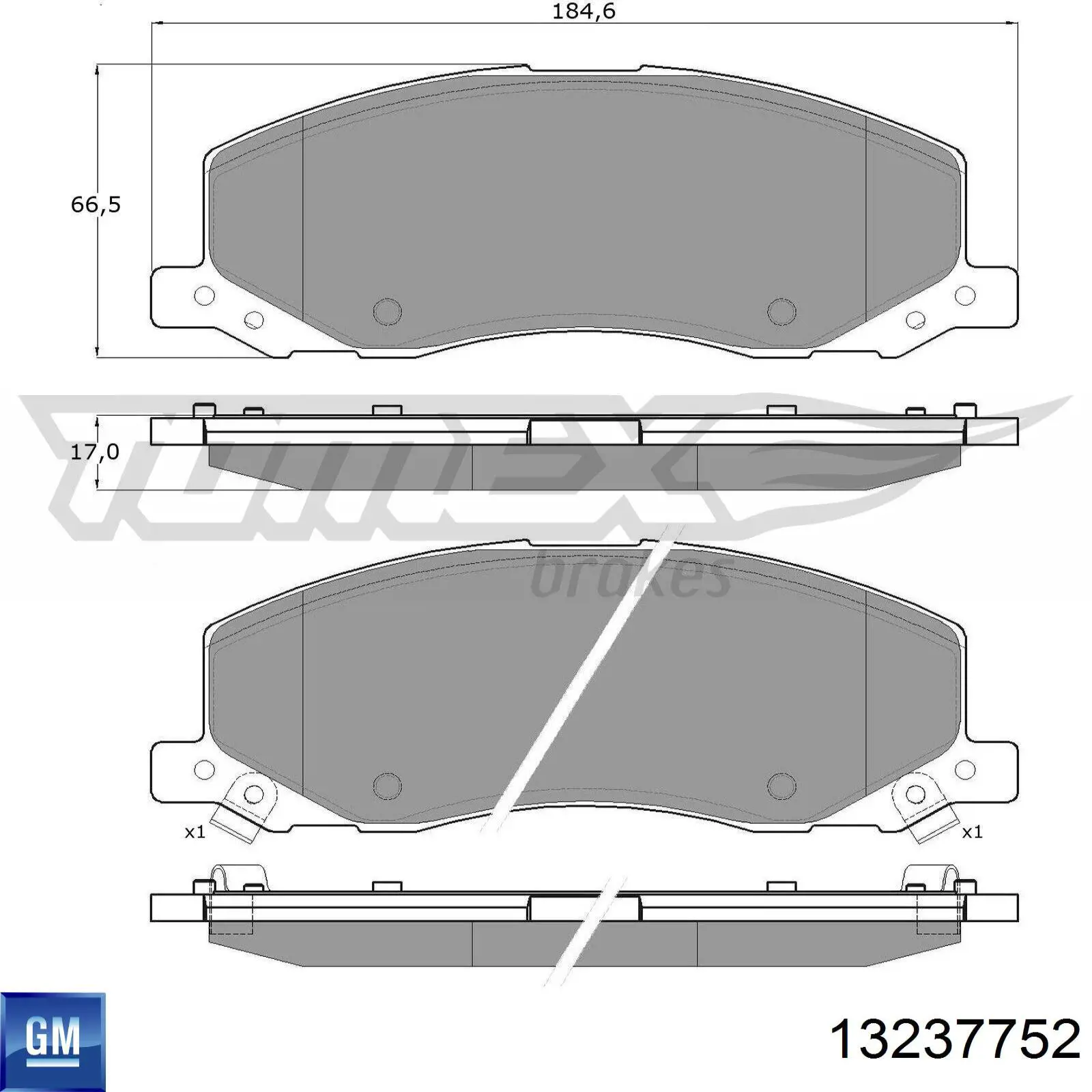 13237752 General Motors Передні гальмівні колодки
