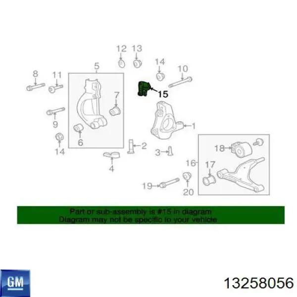 Кульова опора, верхня General Motors 13258056 ціна, від 29.57 USD
