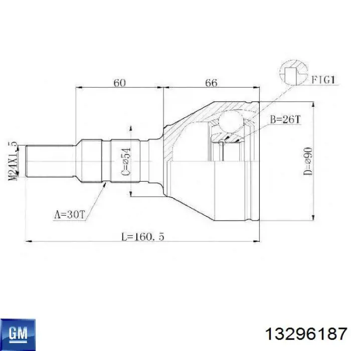 ШРУС зовнішній передній 13296187 General Motors