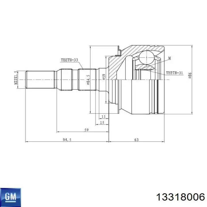 13318006 General Motors Граната зовнішня