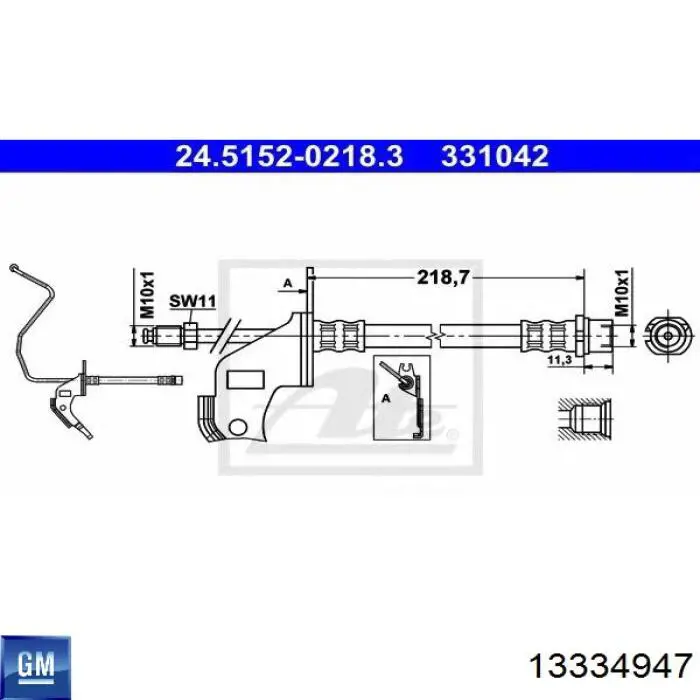 Купити 13334947 General Motors Шланг гальмівний задній, лівий