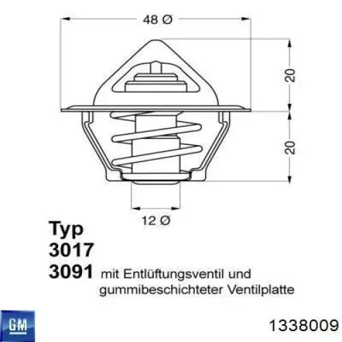 Автомобільний термостат General Motors 1338009 ціна, від 29.63 USD
