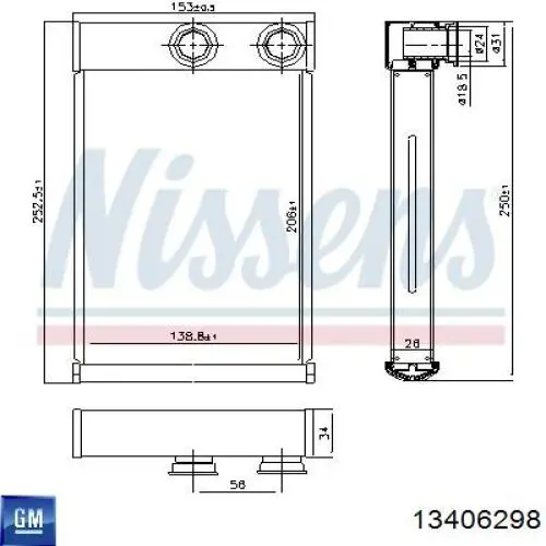Радіатор пічки (обігрівача) General Motors 13406298 ціна, від 31.67 USD