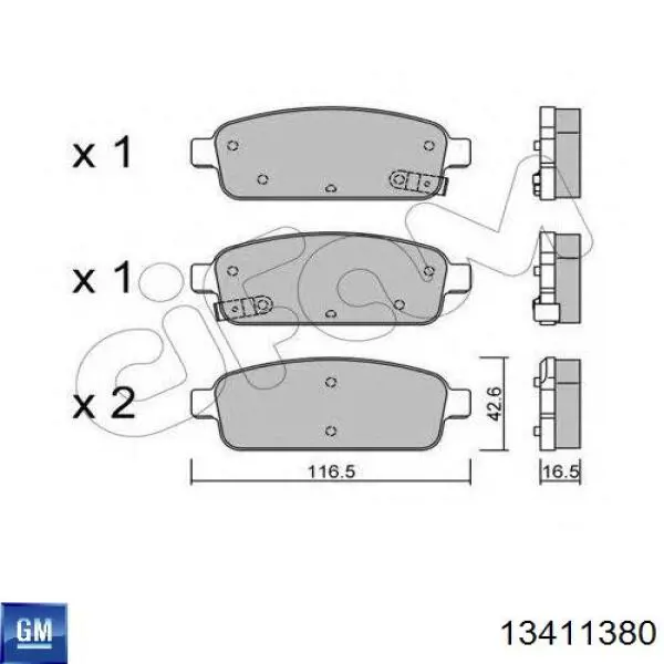 13411380 General Motors Колодки гальмівні задні, дискові