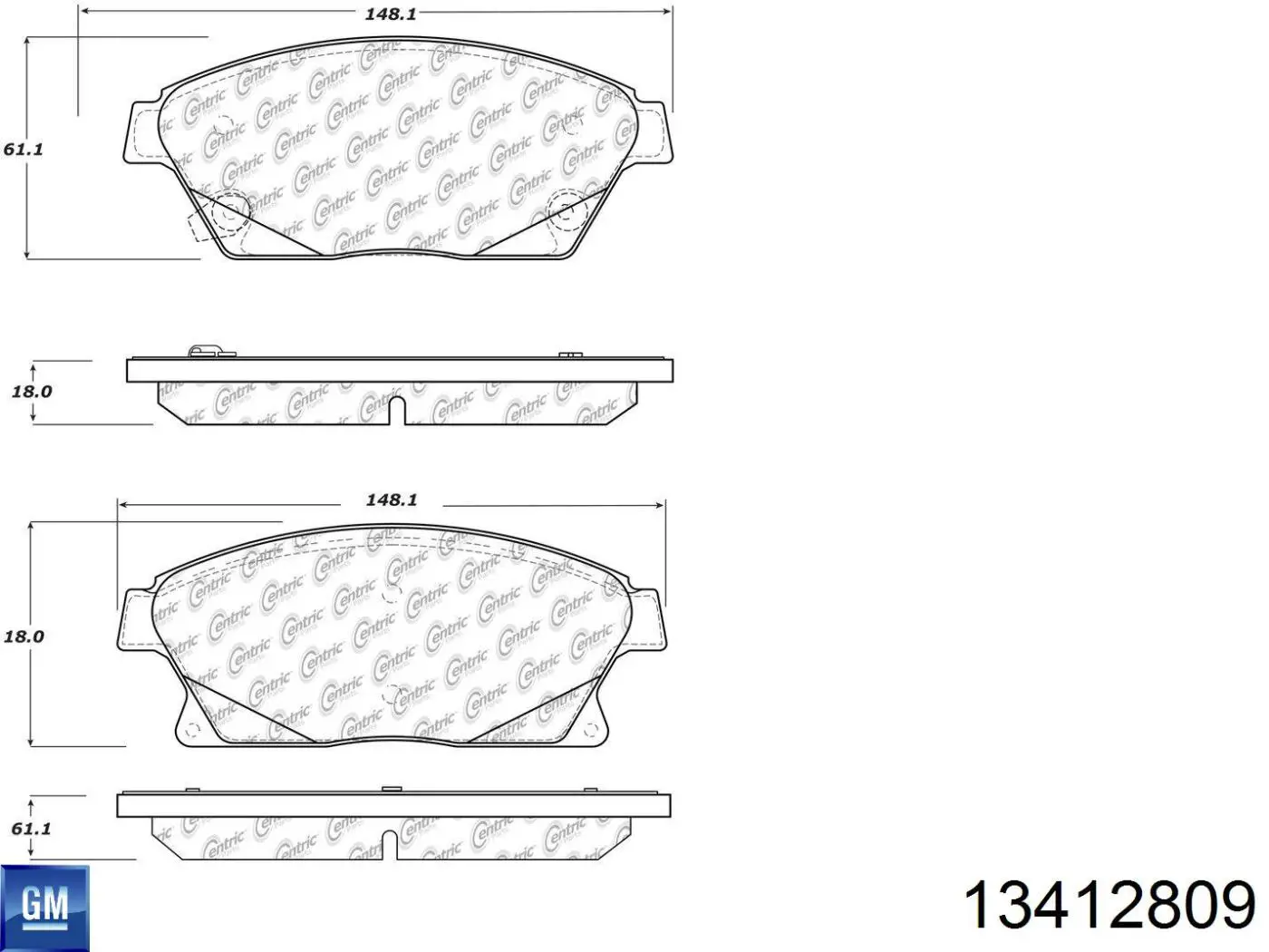 Гальмівні колодки General Motors 13412809 ціна, від 19.71 USD