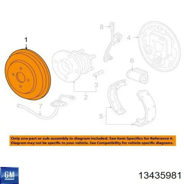 Барабан гальмівний задній General Motors 13435981 ціна, від 50.37 USD