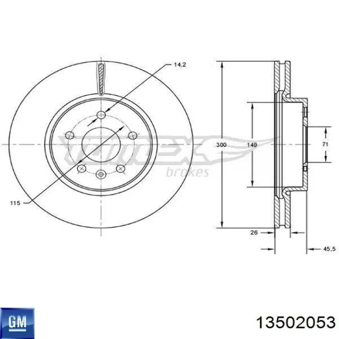 Диск переднього гальма General Motors 13502053 ціна, від 60.73 USD