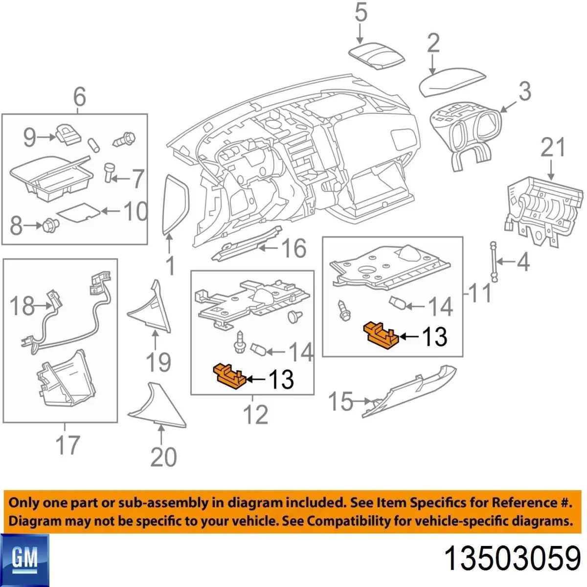 Плафон підсвітки багажного відсіку General Motors 13503059 ціна, від 2.53 USD