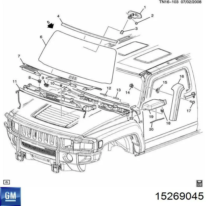 Купити 15269045 General Motors Дзеркало салону авто