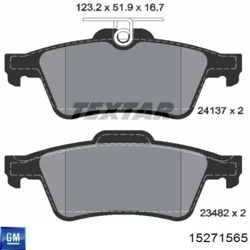 Задні гальмівні колодки 15271565 General Motors