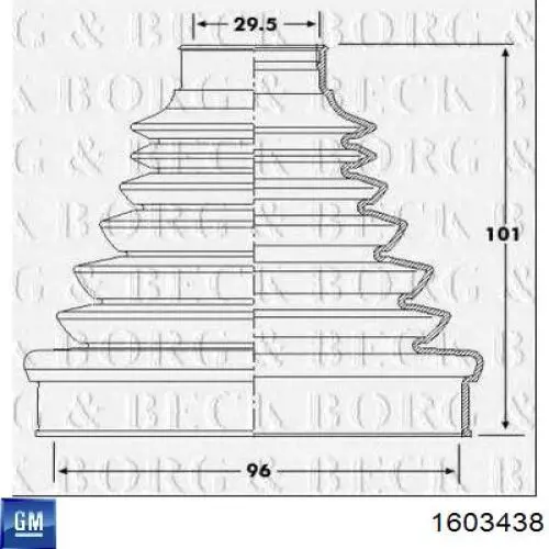 Пильник ШРУСа внутрішній, передній піввісі 1603438 General Motors