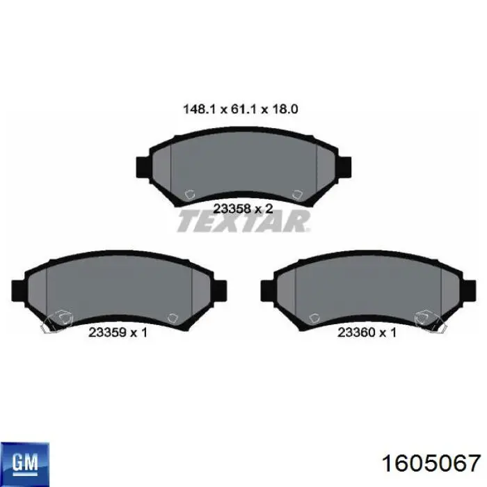 Гальмівні колодки General Motors 1605067 ціна, від 26.04 USD