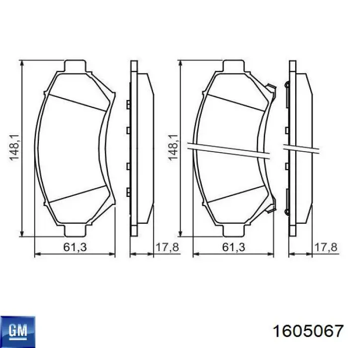 Купити 1605067 General Motors Колодки гальмівні передні, дискові