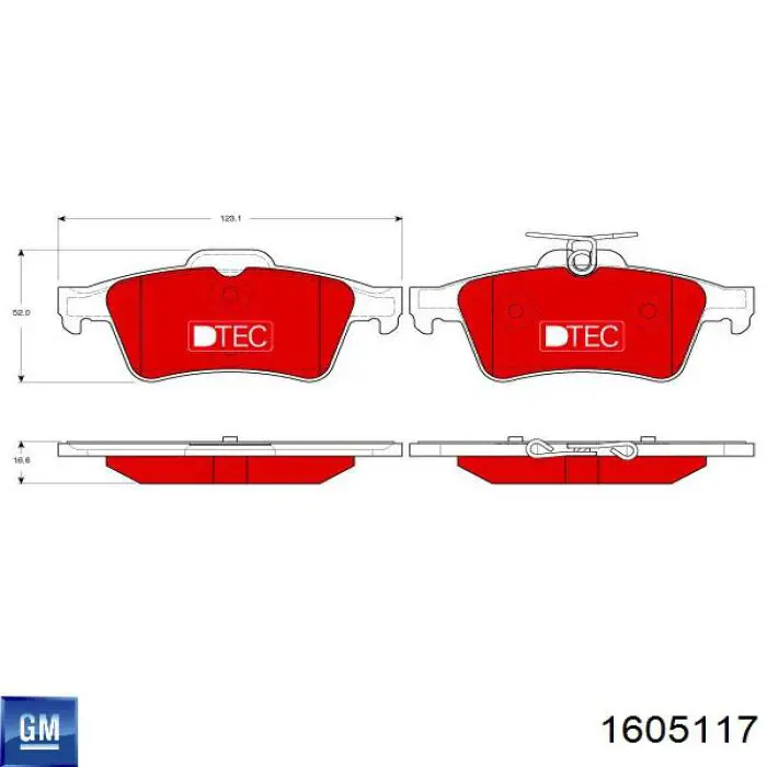 Задні гальмівні колодки General Motors 1605117 ціна, від 25.06 USD