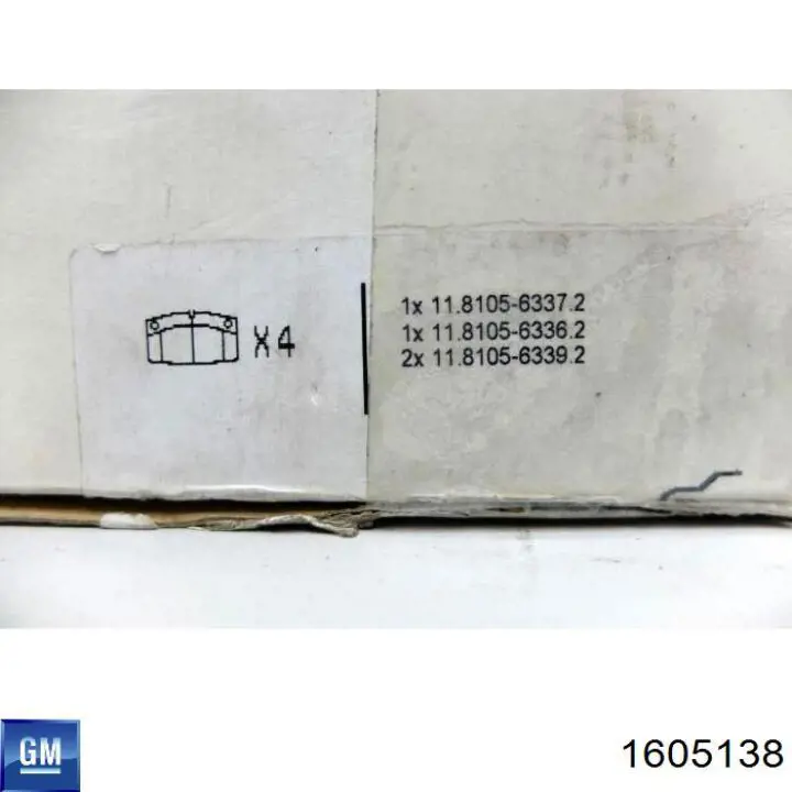 Купити 1605138 General Motors Колодки гальмівні передні, дискові