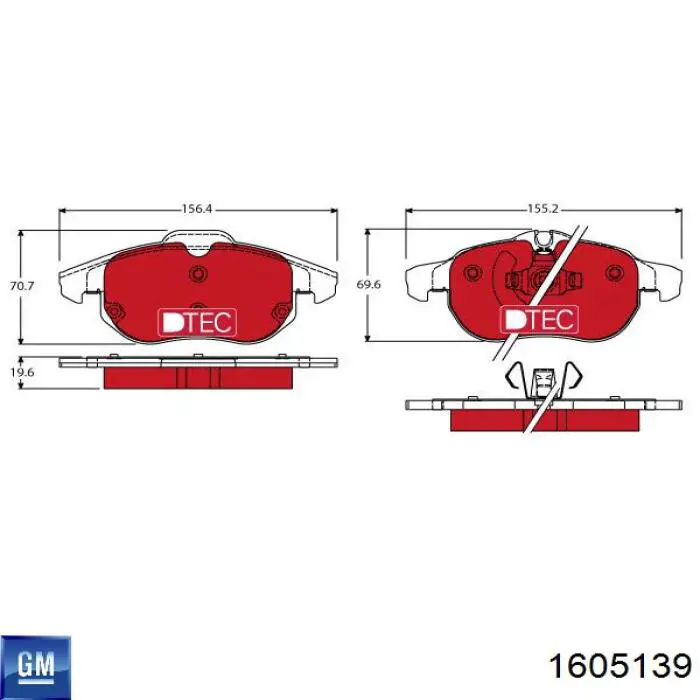 Колодки гальмівні передні, дискові 1605139 General Motors