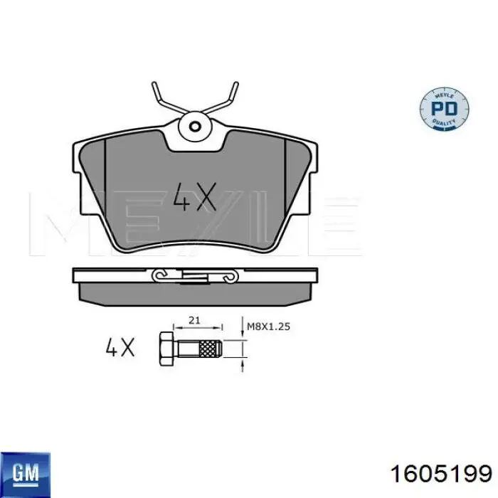 Купити 1605199 General Motors Задні колодки