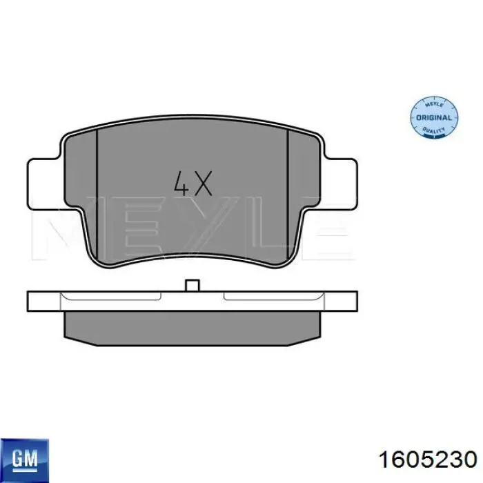 Задні гальмівні колодки General Motors 1605230 ціна, від 21.89 USD