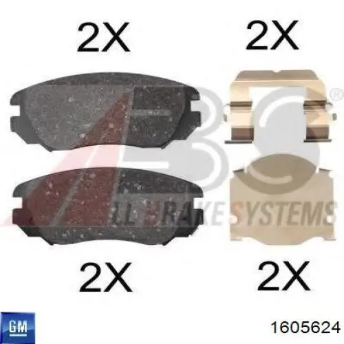 Передні тормозні колодки 1605624 General Motors