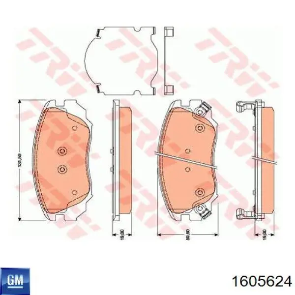 Купити 1605624 General Motors Колодки гальмівні передні, дискові