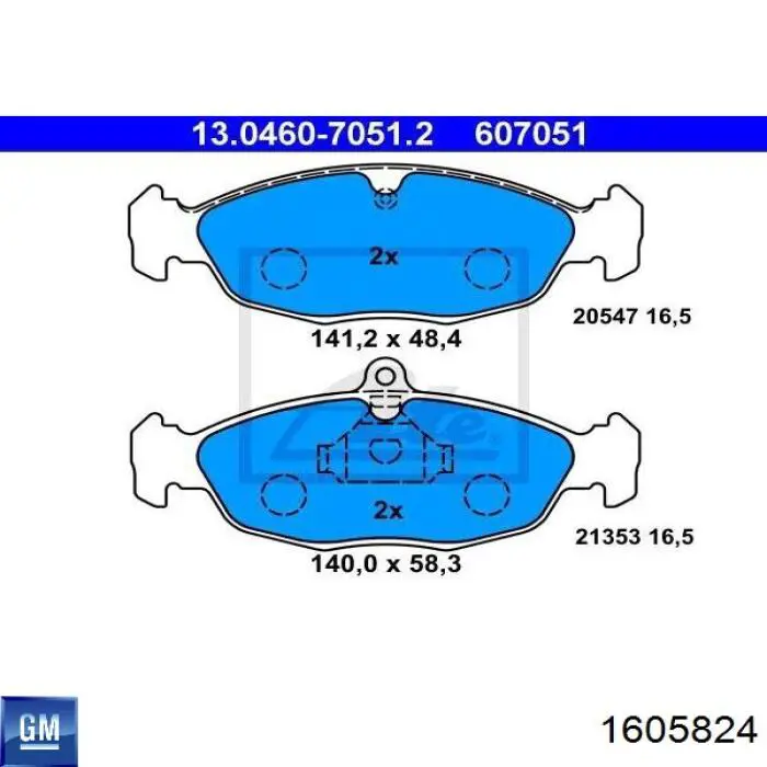 Передні тормозні колодки 1605824 General Motors