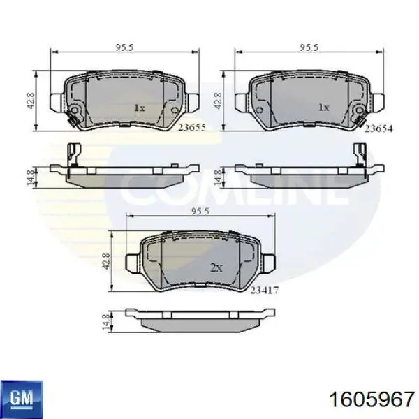 Купити 1605967 General Motors Задні колодки
