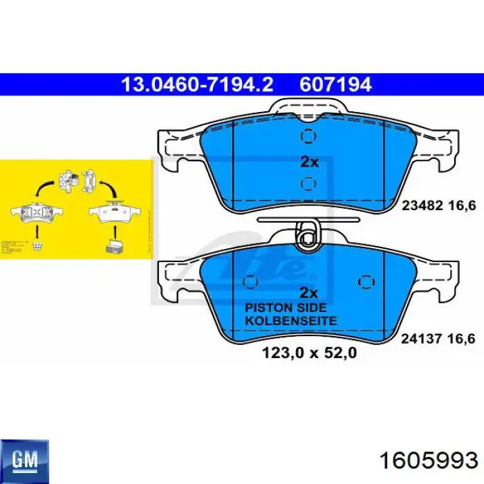 Задні гальмівні колодки General Motors 1605993 ціна, від 19.02 USD