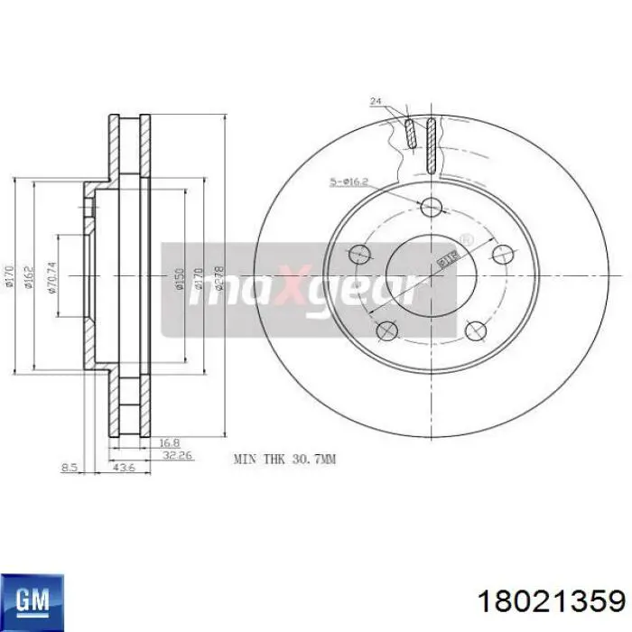 Диск переднього гальма General Motors 18021359 ціна, від 34.45 USD