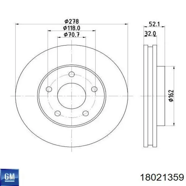 18021359 General Motors Гальмо дискове переднє