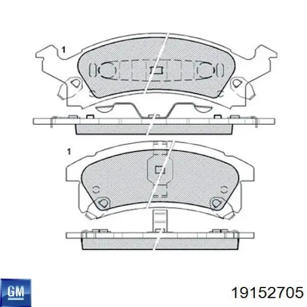 Передні тормозні колодки 19152705 General Motors